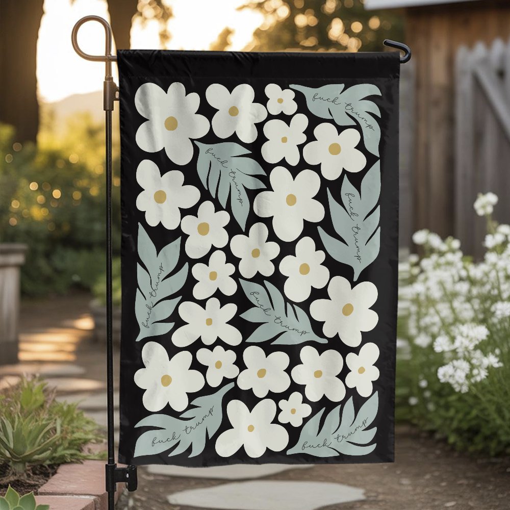 Anti Trump Garden Flag | Floral Yard Sign | Premium Weather-Resistant Polyester | Protest Lawn Decor for Home or Patio