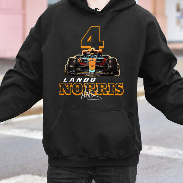 Lando Norris Formula 1 Hoodie | Number 4 Racing Car Graphic | Premium Cotton Blend Sweatshirt | F1 Fan Gift for Men and Women