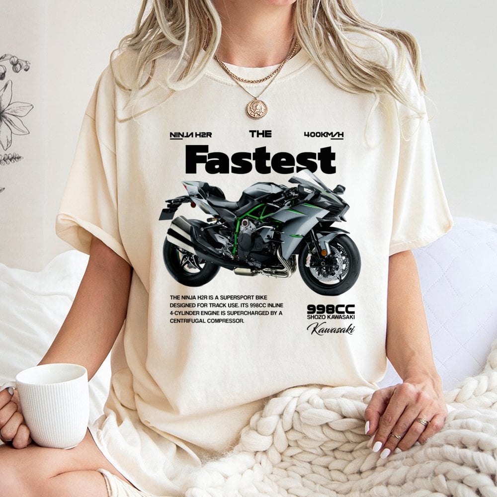 Kawasaki Ninja H2R Superbike T-Shirt | Retro Motorcycle Graphic Design | Premium Soft Cotton | Motorsport Gift for Men and Ra