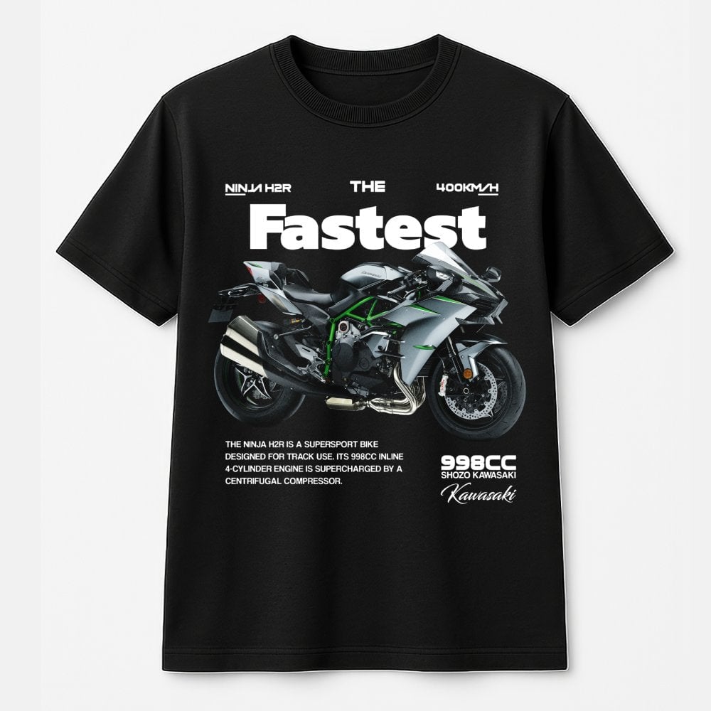 Kawasaki Ninja H2R Superbike T-Shirt | Retro Motorcycle Graphic Design | Premium Soft Cotton | Motorsport Gift for Men and Ra