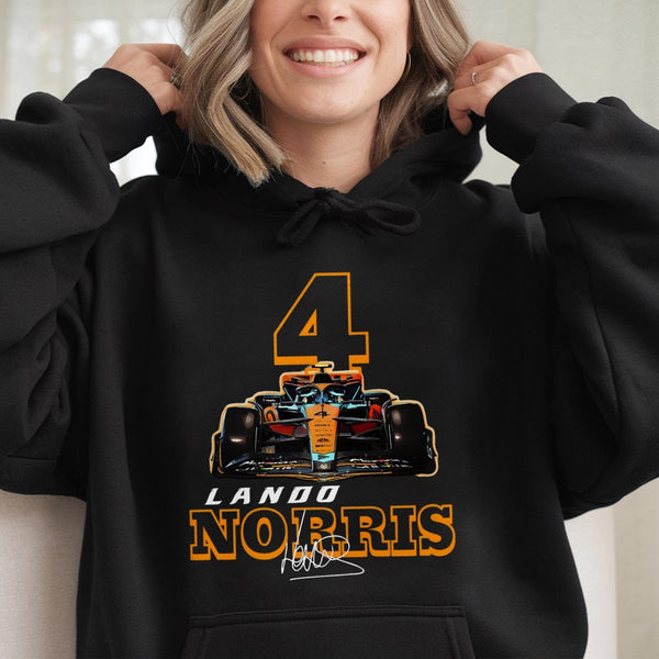 Lando Norris Formula 1 Hoodie | Number 4 Racing Car Graphic | Premium Cotton Blend Sweatshirt | F1 Fan Gift for Men and Women