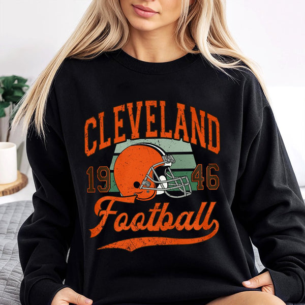 Cleveland Football Sweatshirt | Retro 1946 Helmet Vintage Design | Premium Cotton Blend | Gift For Ohio Sports Fans Unisex Ap