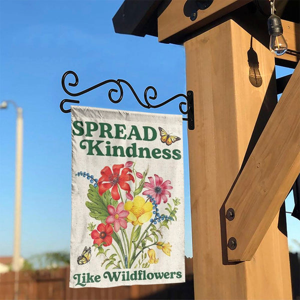 Spread Kindness Garden Flag | Vintage Botanical Wildflower Art | Double Sided Weather-Resistant Fabric | Inspirational Yard D