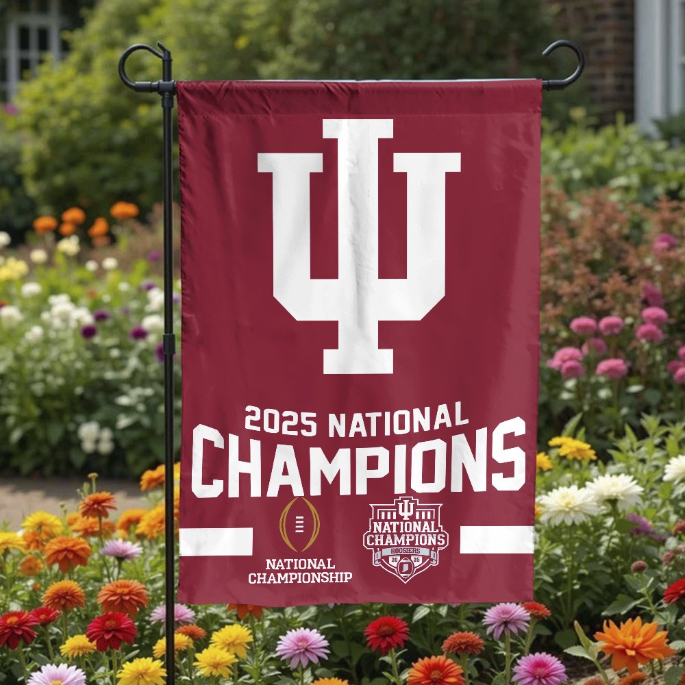 Indiana Hoosiers Garden Flag | 2025 National Champions Football Design | Double Sided Premium Banner | IU Football Fans Gift