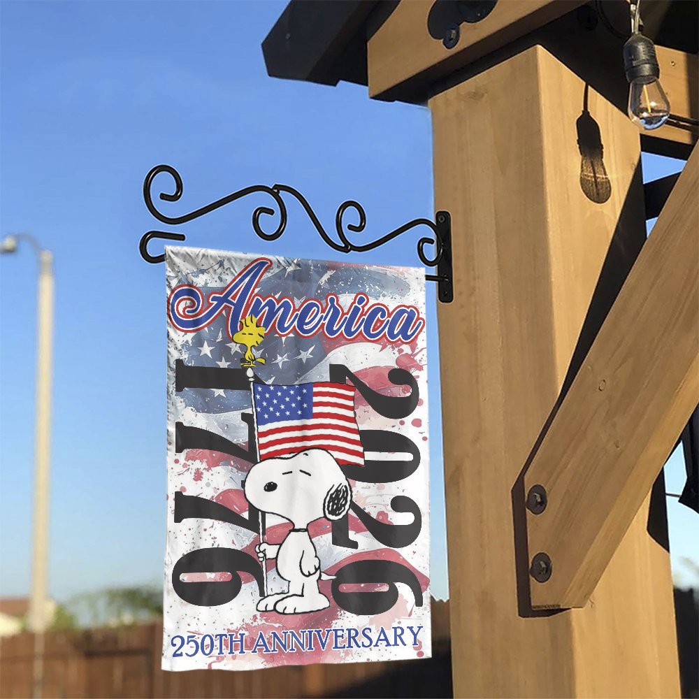 Patriotic Cartoon Dog Garden Flag | America 250th Anniversary Yard Banner | Weather-Resistant Polyester | Collectible Outdoor
