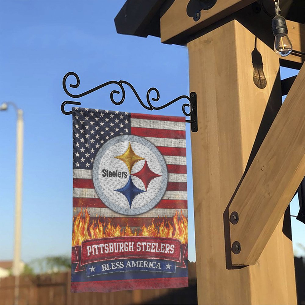 Pittsburgh Steelers Garden Flag | Patriotic American Flag Design | Double-Sided Premium Polyester | Outdoor Decor Gift for Fo