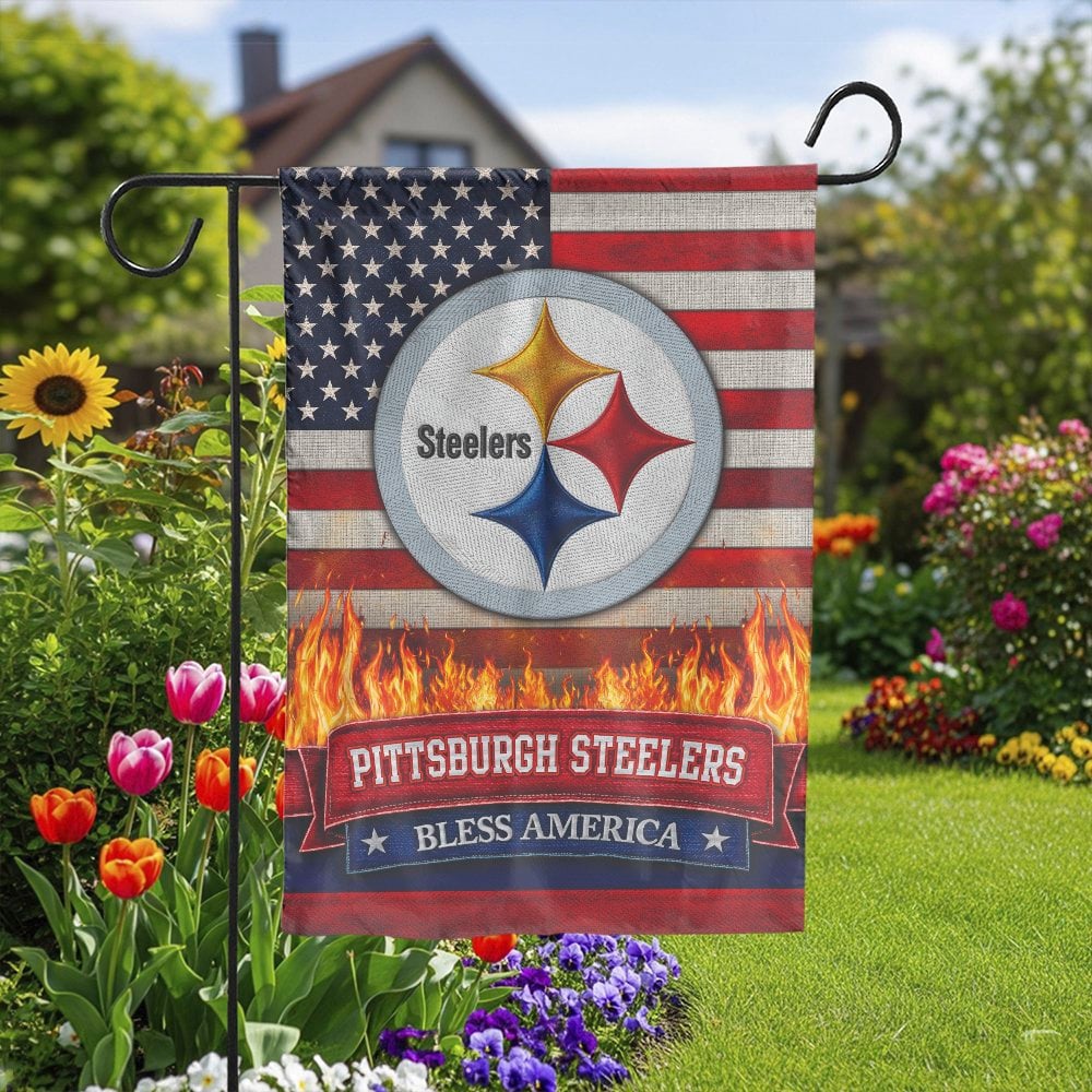 Pittsburgh Steelers Garden Flag | Patriotic American Flag Design | Double-Sided Premium Polyester | Outdoor Decor Gift for Fo