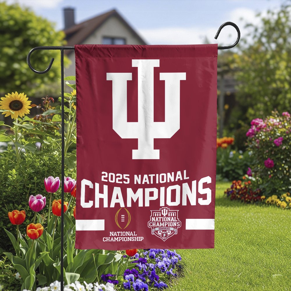 Indiana Hoosiers Garden Flag | 2025 National Champions Football Design | Double Sided Premium Banner | IU Football Fans Gift