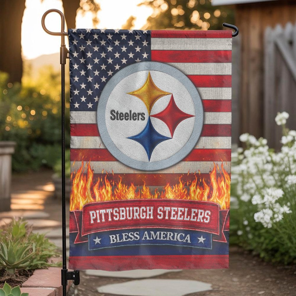 Pittsburgh Steelers Garden Flag | Patriotic American Flag Design | Double-Sided Premium Polyester | Outdoor Decor Gift for Fo