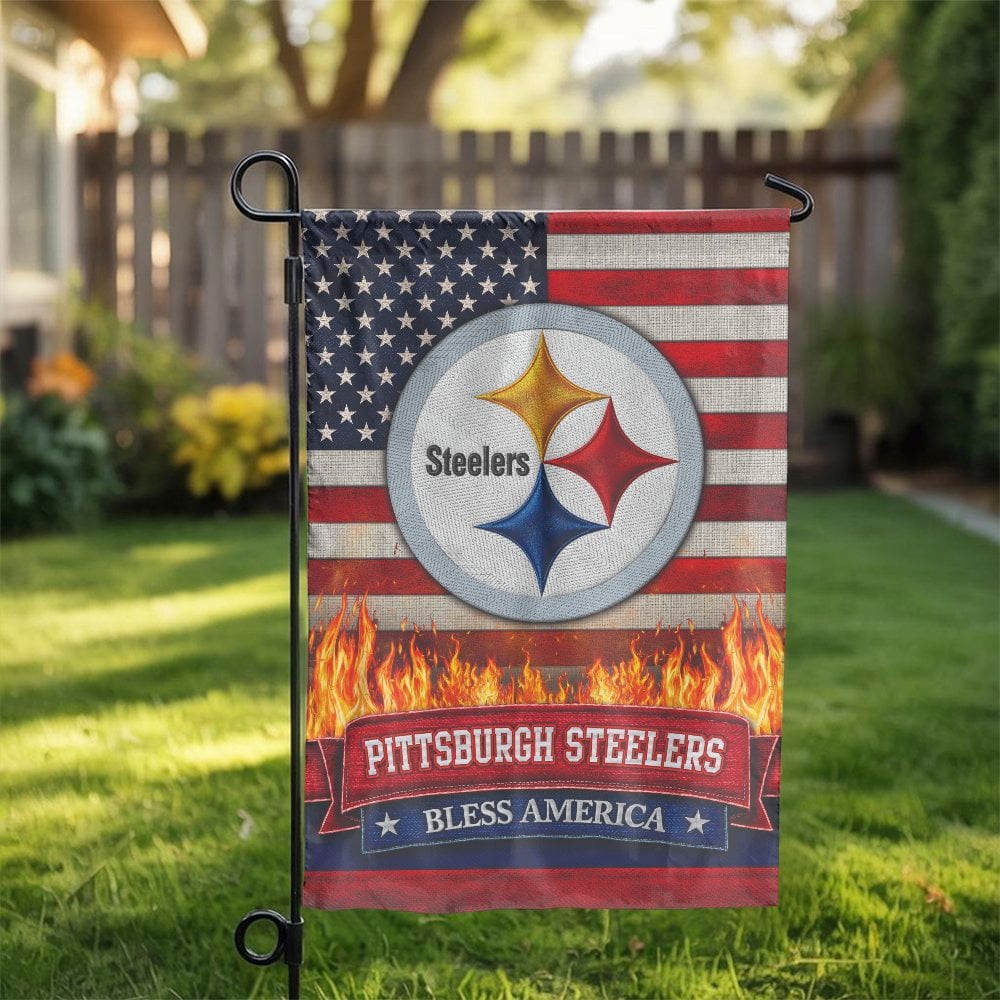 Pittsburgh Steelers Garden Flag | Patriotic American Flag Design | Double-Sided Premium Polyester | Outdoor Decor Gift for Fo