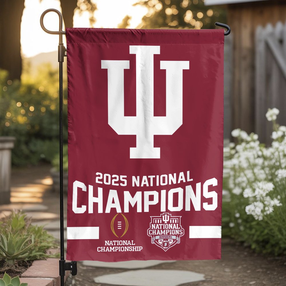 Indiana Hoosiers Garden Flag | 2025 National Champions Football Design | Double Sided Premium Banner | IU Football Fans Gift