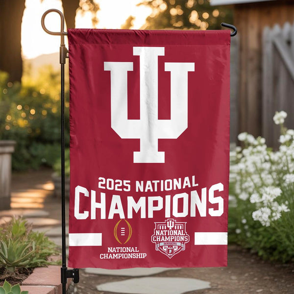 Indiana Hoosiers Garden Flag | 2025 National Champions Football Design | Double Sided Premium Banner | IU Football Fans Gift