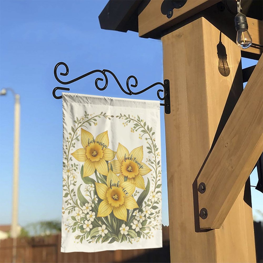 Anti-Trump Garden Flag | Floral Daffodil Political Design | Weather-Resistant Polyester | Liberal Home Decor Gift