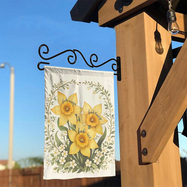Anti-Trump Garden Flag | Floral Daffodil Political Design | Weather-Resistant Polyester | Liberal Home Decor Gift