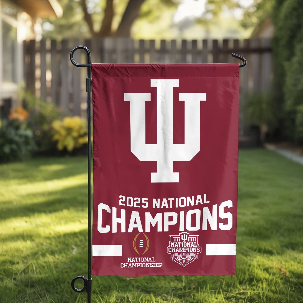 Indiana Hoosiers Garden Flag | 2025 National Champions Football Design | Double Sided Premium Banner | IU Football Fans Gift