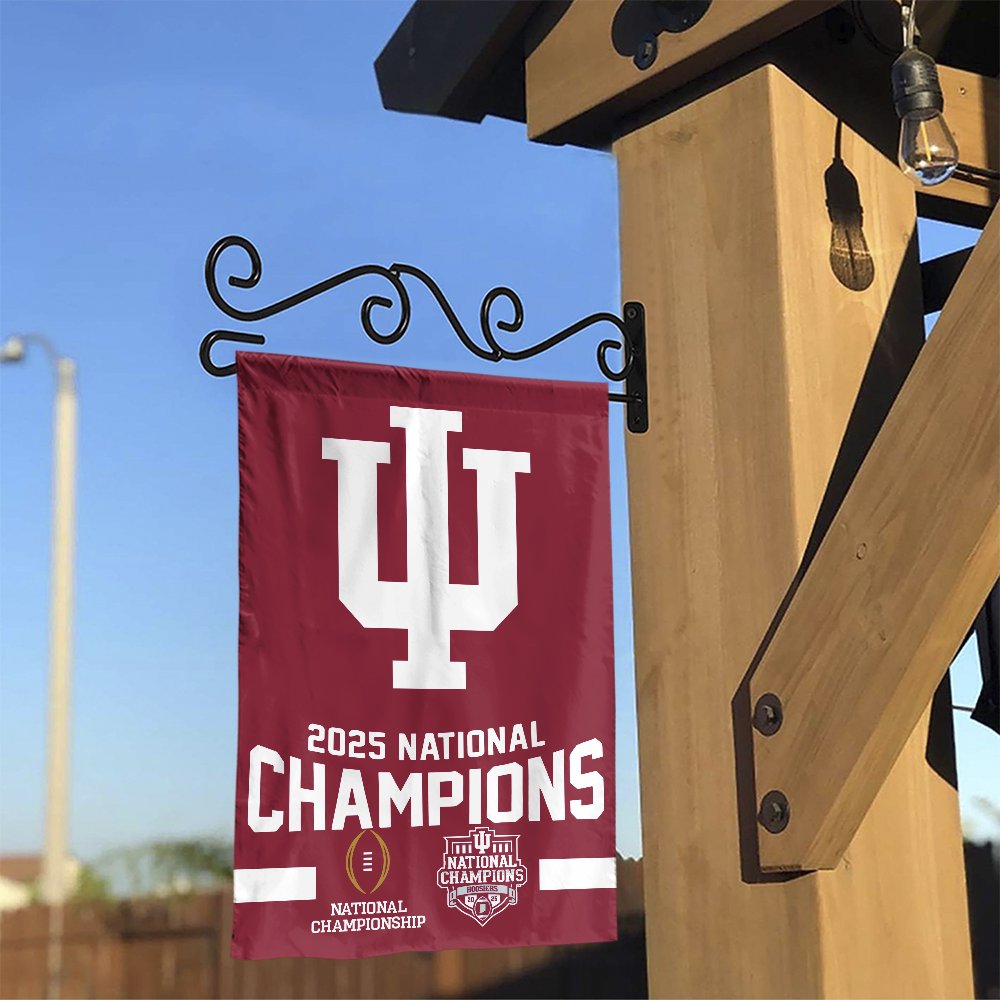 Indiana Hoosiers Garden Flag | 2025 National Champions Football Design | Double Sided Premium Banner | IU Football Fans Gift